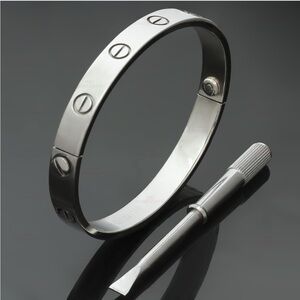 Classic Silver Screw Motif Women’s Bracelet with Screwdriver